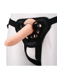 Телесный страпон на черных трусиках STRAP ON REAL DILDO - 20 см. - Dream Toys - купить с доставкой в Новокуйбышевске