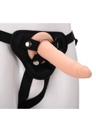 Телесный страпон на черных трусиках STRAP ON REAL DILDO - 20 см. - Dream Toys - купить с доставкой в Новокуйбышевске