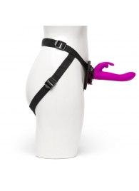Лиловый страпон Rechargeable Vibrating Strap-On Harness Set - 17,6 см. - Happy Rabbit - купить с доставкой в Новокуйбышевске