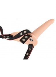 Телесный поясной страпон с вибрацией Vibrating Strap-On - 15,7 см. - Orion - купить с доставкой в Новокуйбышевске