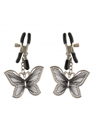 Зажимы на соски с бабочками Butterfly Nipple Clamps - Pipedream - купить с доставкой в Новокуйбышевске