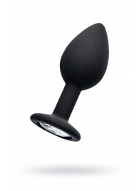 Черная анальная втулка с прозрачным стразом - 7,2 см. - POPO Pleasure - купить с доставкой в Новокуйбышевске