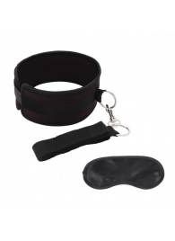 Черный ошейник с длинным поводком Collar and Leash Set - Lux Fetish - купить с доставкой в Новокуйбышевске