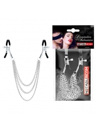 Оригинальные зажимы на соски с тройной цепочкой - Notabu - купить с доставкой в Новокуйбышевске