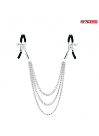 Оригинальные зажимы на соски с тройной цепочкой - Notabu - купить с доставкой в Новокуйбышевске