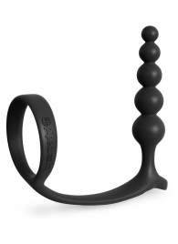 Черная анальная цепочка с эрекционным кольцом Ass-gasm Cockring Anal Beads - Pipedream - в Новокуйбышевске купить с доставкой