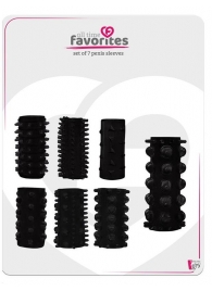 Набор из 7 черных насадок PENIS SLEEVES SET - Dream Toys - в Новокуйбышевске купить с доставкой