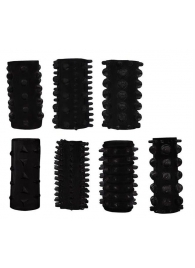 Набор из 7 черных насадок PENIS SLEEVES SET - Dream Toys - в Новокуйбышевске купить с доставкой
