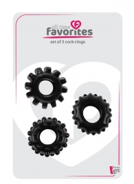 Набор из 3 черных эрекционных колец SET OF 3 COCKRINGS - Dream Toys - в Новокуйбышевске купить с доставкой