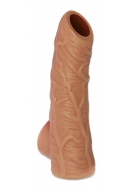 Телесная открытая насадка-реалистик с подхватом мошонки Nude Sleeve L - 14 см. - KOKOS - в Новокуйбышевске купить с доставкой