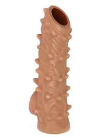 Телесная насадка с шипами и открытой головкой Nude Sleeve L - 14 см. - KOKOS - в Новокуйбышевске купить с доставкой