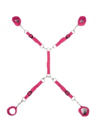 Ярко-розовый набор фиксаций на кровати Classic Bed Spreader - Lux Fetish - купить с доставкой в Новокуйбышевске