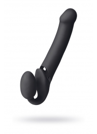 Черный безремневой вибрострапон Vibrating Bendable Strap-On L - Strap-on-me - купить с доставкой в Новокуйбышевске