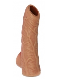 Телесная открытая насадка-реалистик с подхватом мошонки Nude Sleeve S - 10 см. - KOKOS - в Новокуйбышевске купить с доставкой