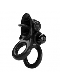 Черное эрекционное кольцо с подхватом мошонки и стимулятором клитора Passionate Ring - Baile - в Новокуйбышевске купить с доставкой