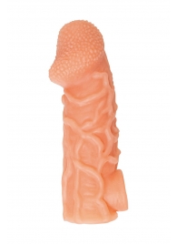Телесная закрытая насадка с венками Cock Sleeve Size L - 17,6 см. - KOKOS - в Новокуйбышевске купить с доставкой
