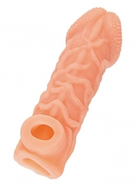 Телесная закрытая насадка с венками Cock Sleeve Size L - 17,6 см. - KOKOS - в Новокуйбышевске купить с доставкой