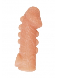 Телесная закрытая насадка с шишечками Cock Sleeve Size L - 17,6 см. - KOKOS - в Новокуйбышевске купить с доставкой
