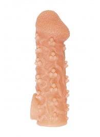 Телесная закрытая насадка с пучками шишечек Cock Sleeve Size S - 13,8 см. - KOKOS - в Новокуйбышевске купить с доставкой