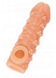 Телесная закрытая насадка с пучками шишечек Cock Sleeve Size L - 17,6 см. - KOKOS - в Новокуйбышевске купить с доставкой