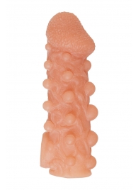 Телесная закрытая насадка с шариками Cock Sleeve Size L - 17,6 см. - KOKOS - в Новокуйбышевске купить с доставкой