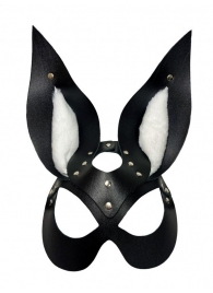 Черная маска зайки с белым мехом на ушках Miss Bunny - БДСМ Арсенал - купить с доставкой в Новокуйбышевске