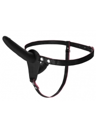 Черный страпон на ремнях с вагинальной пробкой - 15 см. - ToyFa - купить с доставкой в Новокуйбышевске