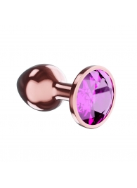 Пробка цвета розового золота с лиловым кристаллом Diamond Quartz Shine L - 8,3 см. - Lola Games - купить с доставкой в Новокуйбышевске