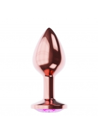Пробка цвета розового золота с лиловым кристаллом Diamond Quartz Shine L - 8,3 см. - Lola Games - купить с доставкой в Новокуйбышевске