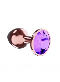 Пробка цвета розового золота с фиолетовым кристаллом Diamond Amethyst Shine L - 8,3 см. - Lola Games - купить с доставкой в Новокуйбышевске