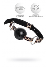 Черный кляп-шар на леопардовых ремешках Anonymo - ToyFa - купить с доставкой в Новокуйбышевске