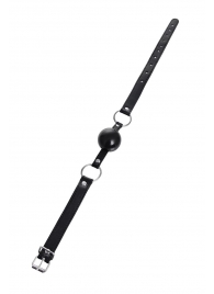 Черный кляп-шар на кожаных ремешках Anonymo - ToyFa - купить с доставкой в Новокуйбышевске