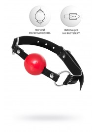 Красный кляп-шар на черных ремешках Anonymo - ToyFa - купить с доставкой в Новокуйбышевске