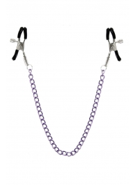 Зажимы для сосков с фиолетовой цепочкой Sweet Caress Nipple Chain - Sweet Caress - купить с доставкой в Новокуйбышевске