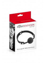 Черный силиконовый кляп-шарик на ремешках - Fetish Tentation - купить с доставкой в Новокуйбышевске