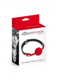 Красный кляп-шарик на черных ремешках - Fetish Tentation - купить с доставкой в Новокуйбышевске