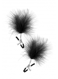 Зажимы на соски с черными пуховыми кисточками Sweet Caress Feather Nipple Clumps - Sweet Caress - купить с доставкой в Новокуйбышевске