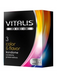 Цветные ароматизированные презервативы VITALIS PREMIUM color   flavor - 3 шт. - Vitalis - купить с доставкой в Новокуйбышевске