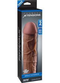 Коричневая насадка Mega 2  Extension - 20,3 см. - Pipedream - в Новокуйбышевске купить с доставкой