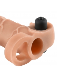 Телесная вибронасадка с кольцом Vibrating Real Feel 2 Extension - 16 см. - Pipedream - в Новокуйбышевске купить с доставкой