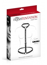 Черная упряжь на тело с шипами на ошейнике - Fetish Tentation - купить с доставкой в Новокуйбышевске