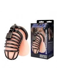 Черная металлическая клетка с замком Deluxe Chastity Cage - BlueLine - купить с доставкой в Новокуйбышевске