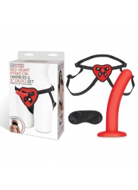 Красный поясной фаллоимитатор Red Heart Strap on Harness   5in Dildo Set - 12,25 см. - Lux Fetish - купить с доставкой в Новокуйбышевске