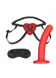 Красный поясной фаллоимитатор Red Heart Strap on Harness   5in Dildo Set - 12,25 см. - Lux Fetish - купить с доставкой в Новокуйбышевске