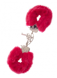 Металлические наручники с красной меховой опушкой METAL HANDCUFF WITH PLUSH RED - Dream Toys - купить с доставкой в Новокуйбышевске