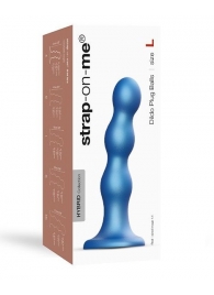 Голубая насадка Strap-On-Me Dildo Plug Balls size L - Strap-on-me - купить с доставкой в Новокуйбышевске