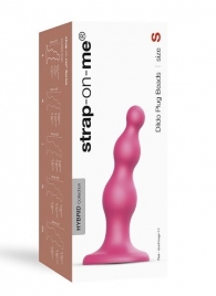 Розовая насадка Strap-On-Me Dildo Plug Beads size S - Strap-on-me - купить с доставкой в Новокуйбышевске
