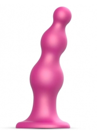 Розовая насадка Strap-On-Me Dildo Plug Beads size L - Strap-on-me - купить с доставкой в Новокуйбышевске