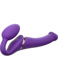Фиолетовый безремневой вибрострапон Vibrating Bendable Strap-On - size L - Strap-on-me - купить с доставкой в Новокуйбышевске