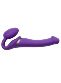 Фиолетовый безремневой вибрострапон Vibrating Bendable Strap-On - size L - Strap-on-me - купить с доставкой в Новокуйбышевске